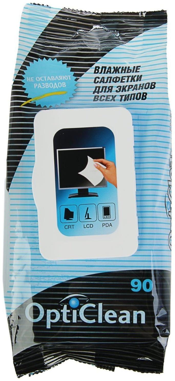 Влажные салфетки OptiClean, для экранов, 90 шт