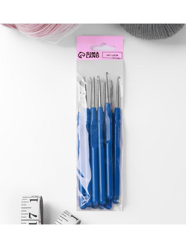 Крючок для вязания, с пластиковой ручкой, d = 2,5 мм, 13,5 см, цвет синий