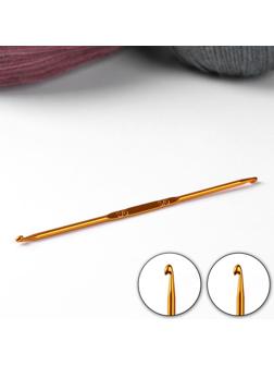 Крючок для вязания, двусторонний, d = 2/3 мм, 13,5 см, цвет золотой