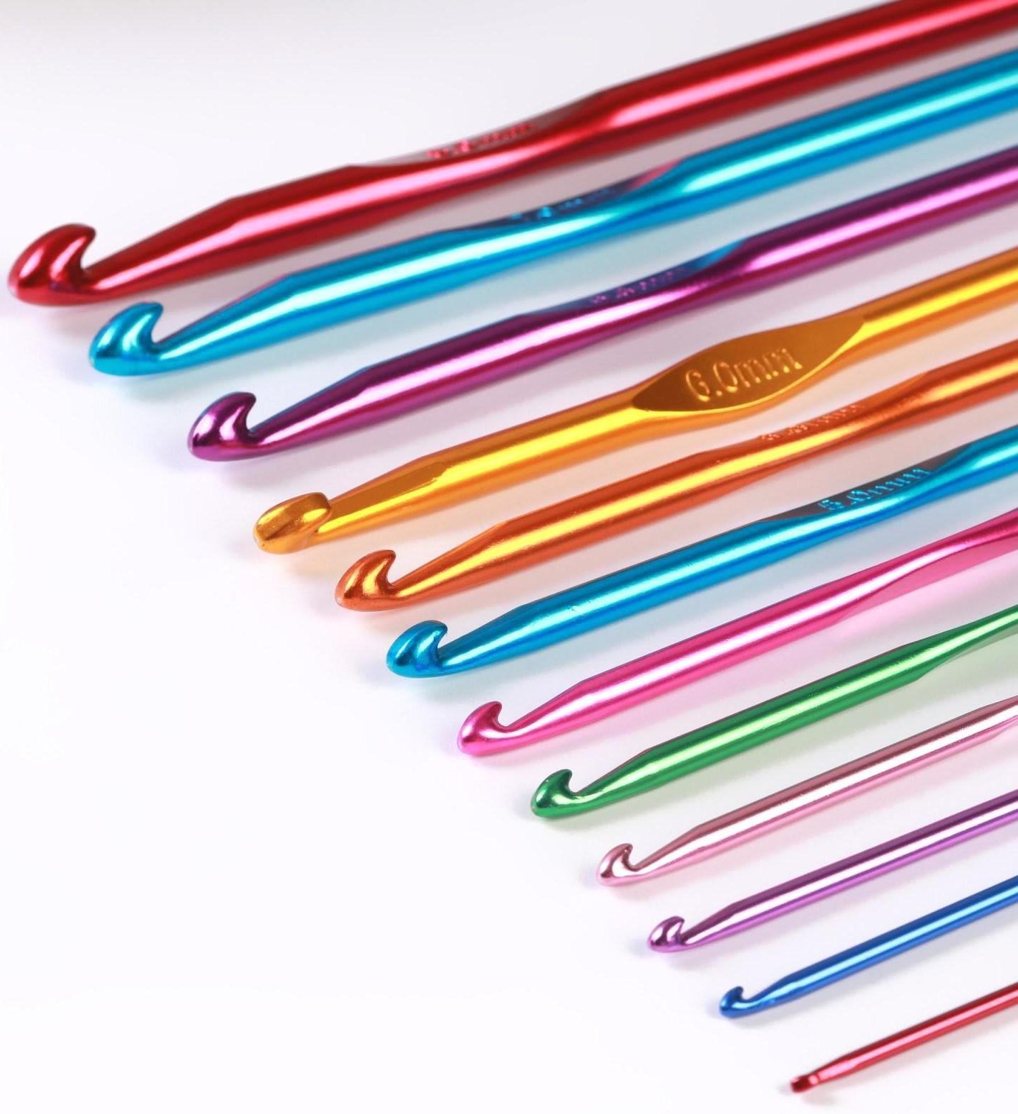 Набор крючков для вязания, d = 2-8 мм, 14,5 см, 12 шт, цвет разноцветный