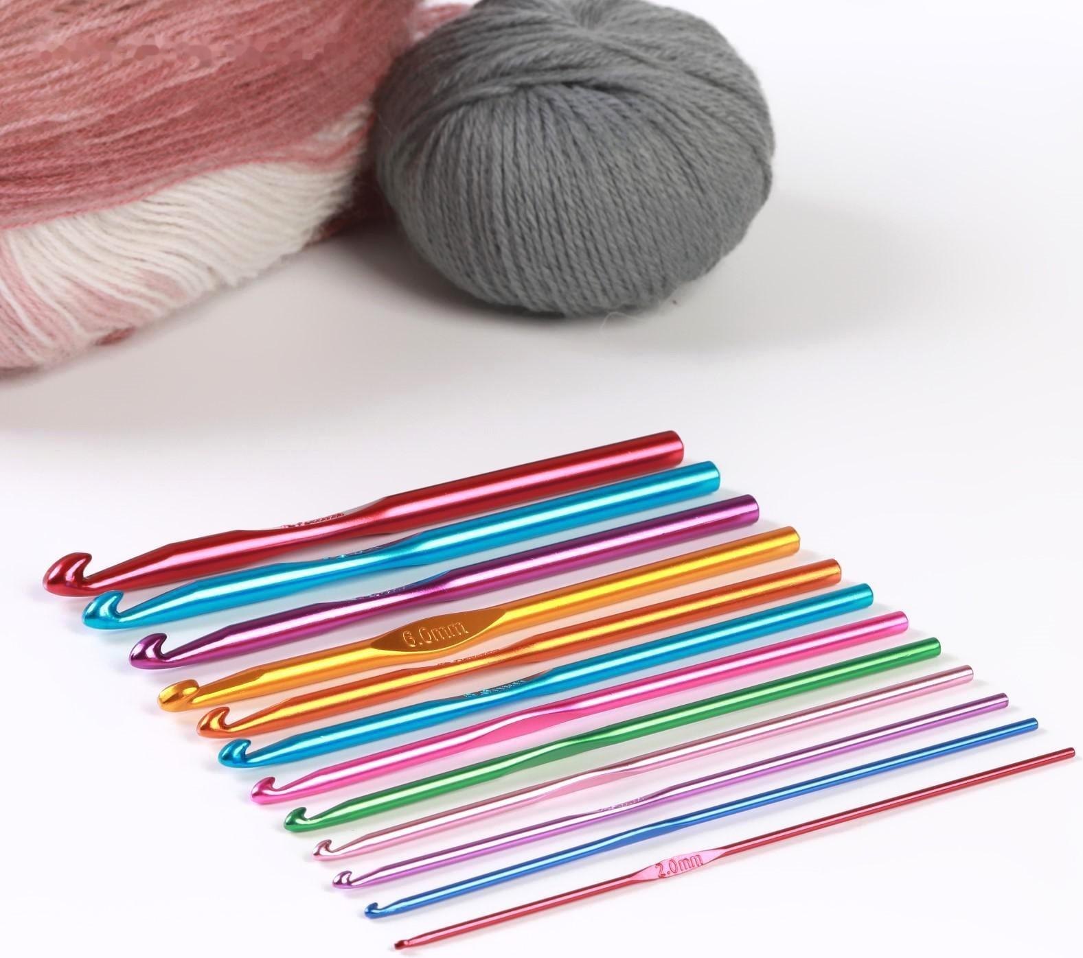 Набор крючков для вязания, d = 2-8 мм, 14,5 см, 12 шт, цвет разноцветный