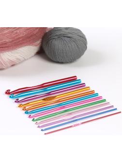 Набор крючков для вязания, d = 2-8 мм, 14,5 см, 12 шт, цвет разноцветный