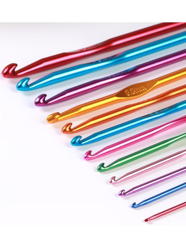 Набор крючков для вязания, d = 2-8 мм, 14,5 см, 12 шт, цвет разноцветный