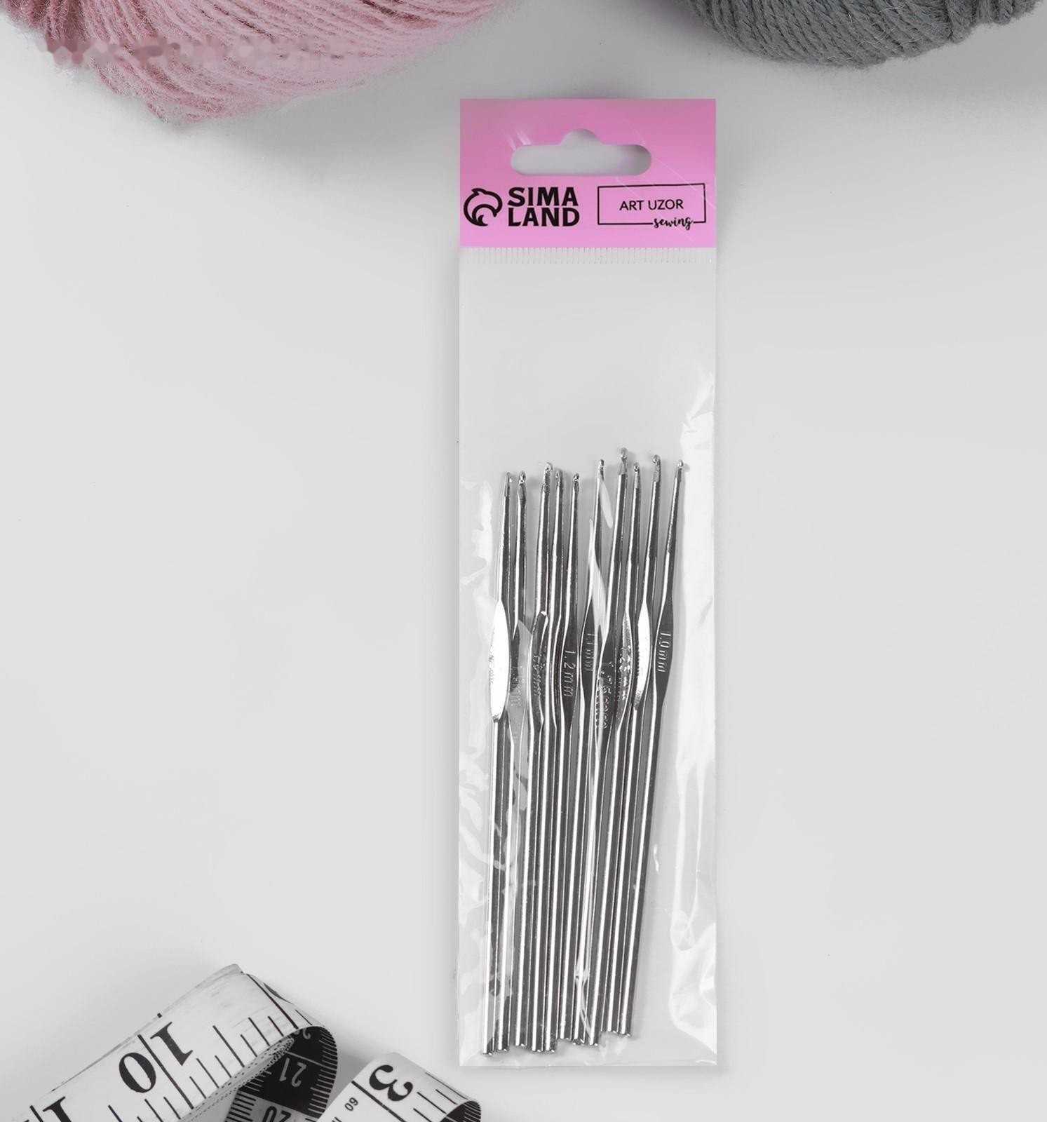 Набор крючков для вязания, d = 1-1,9 мм, 12 см, 10 шт