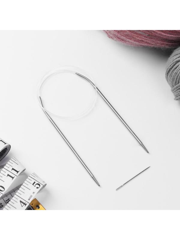 Спицы круговые, для вязания, с пластиковой леской, d = 3,5 мм, 14/80 см, с иглой