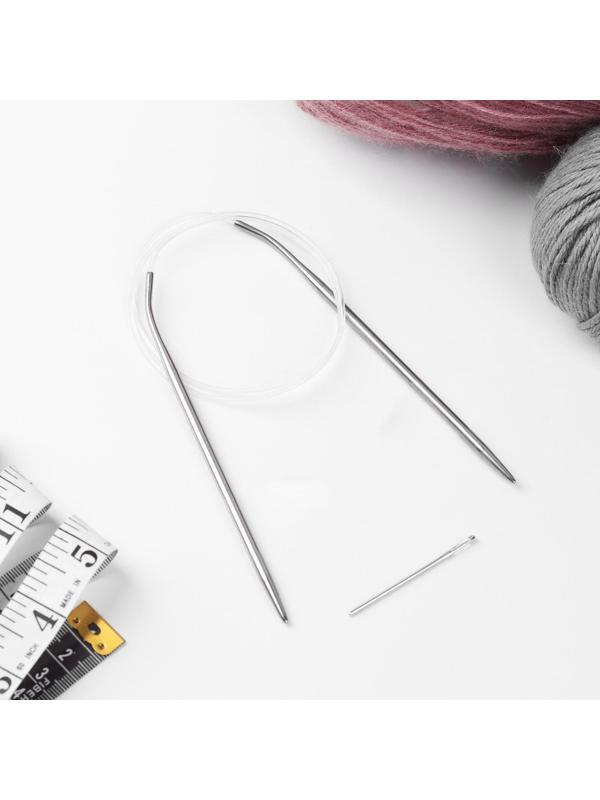 Спицы круговые, для вязания, с пластиковой леской, d = 4,5 мм, 14/80 см, с иглой