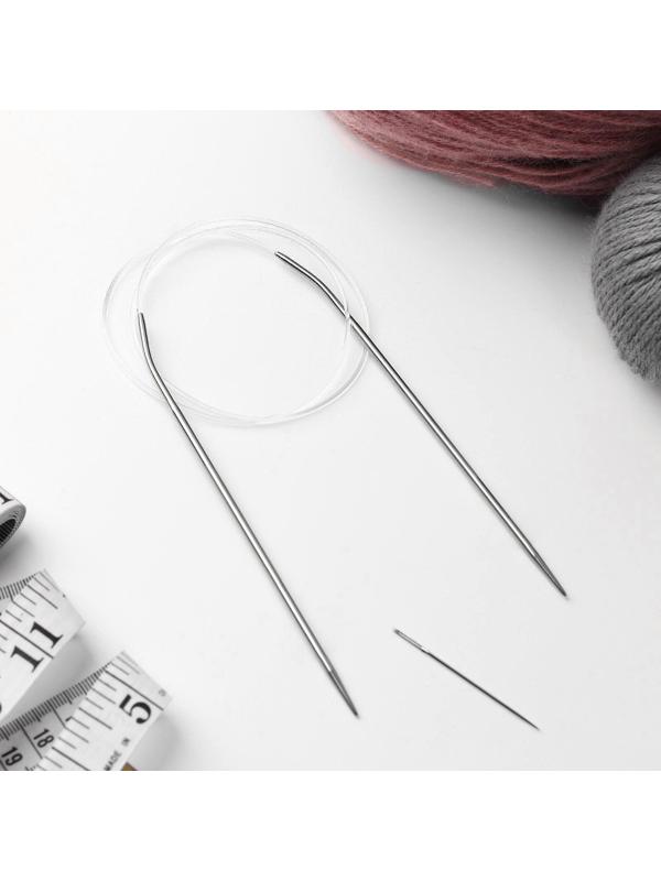 Спицы круговые, для вязания, с пластиковой леской, d = 3 мм, 14/80 см, с иглой