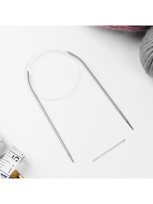 Спицы круговые, для вязания, с пластиковой леской, d = 2,5 мм, 14/80 см, с иглой