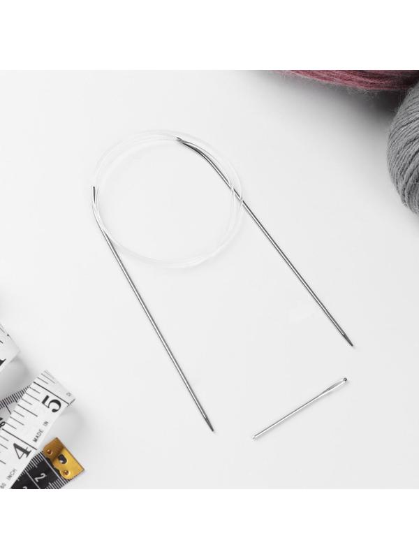 Спицы круговые, для вязания, с пластиковой леской, d = 2 мм, 14/80 см, с иглой