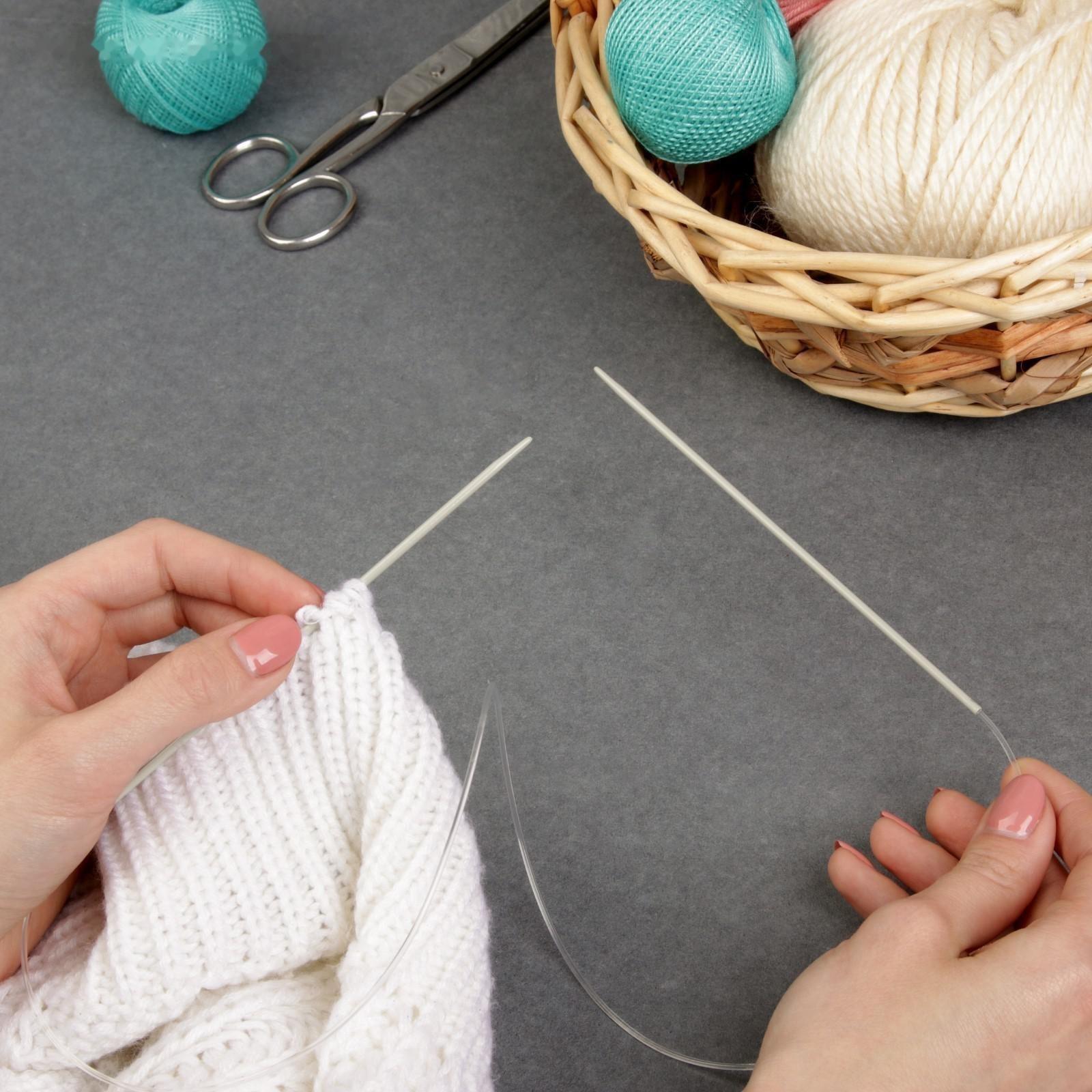 Спицы круговые, для вязания, с тефлоновым покрытием, с пластиковой леской, d = 2,5 мм, 14/80 см