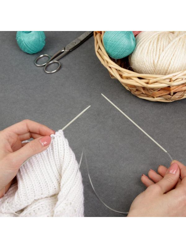 Спицы круговые, для вязания, с тефлоновым покрытием, с пластиковой леской, d = 2,5 мм, 14/80 см