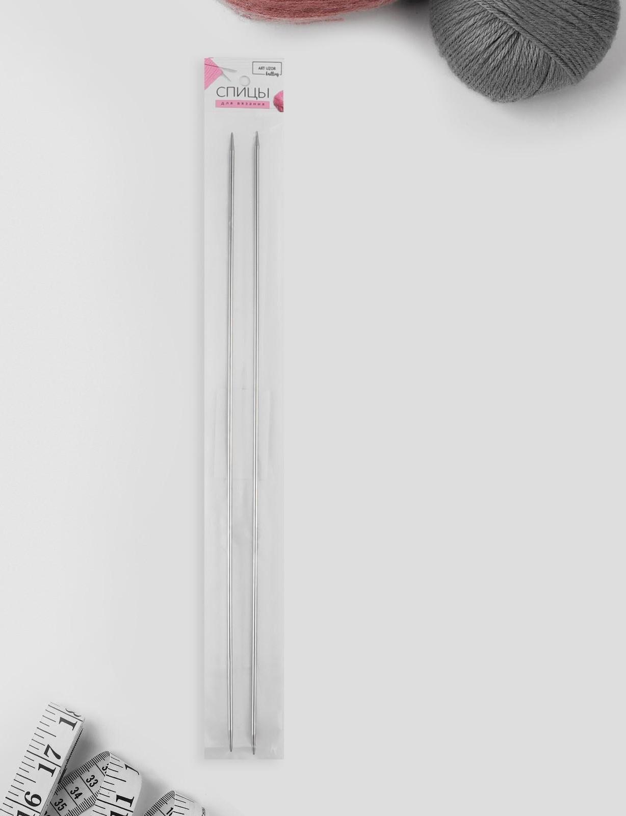 Спицы для вязания, прямые, d = 3 мм, 35 см, 2 шт
