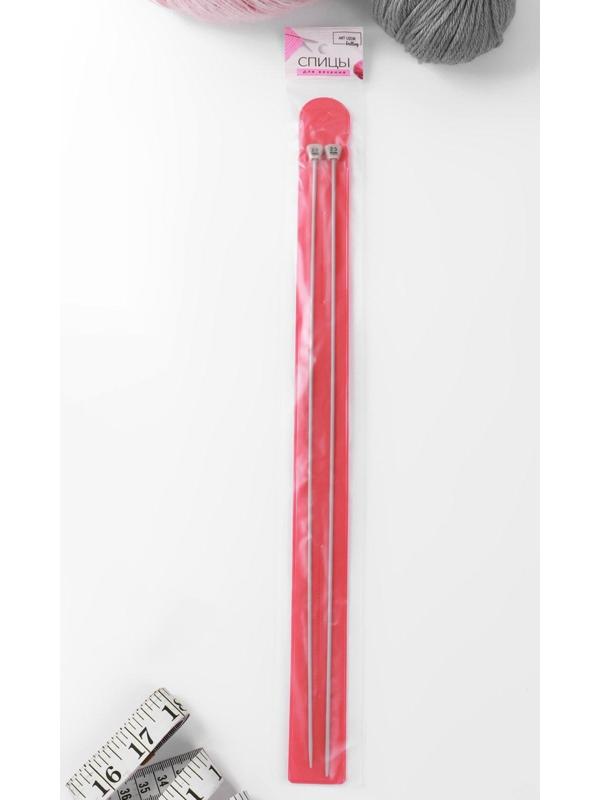 Спицы для вязания, прямые, с тефлоновым покрытием, d = 2 мм, 35 см, 2 шт