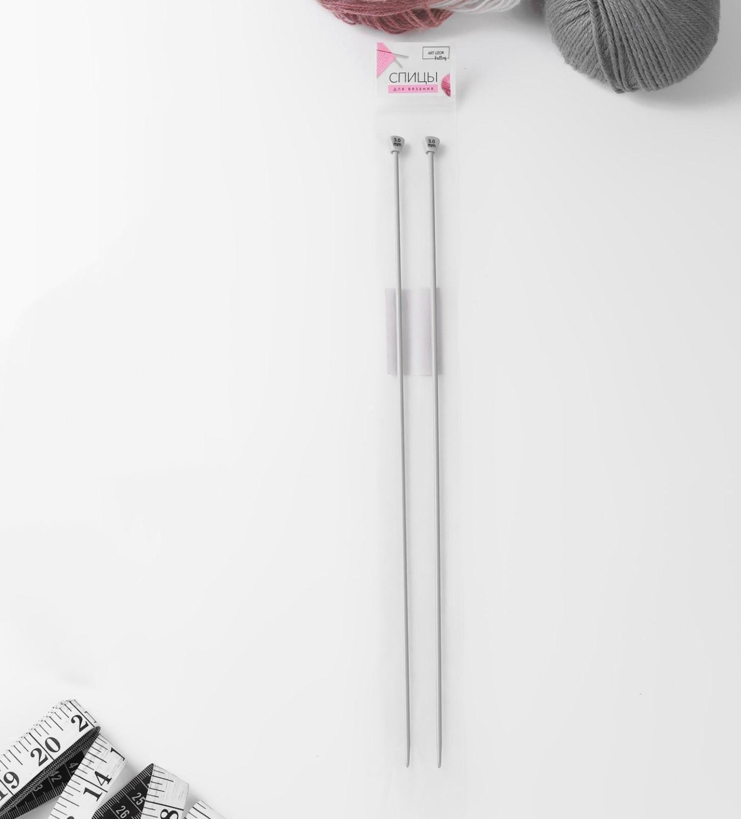 Спицы для вязания, прямые, с тефлоновым покрытием, d = 3 мм, 35 см, 2 шт