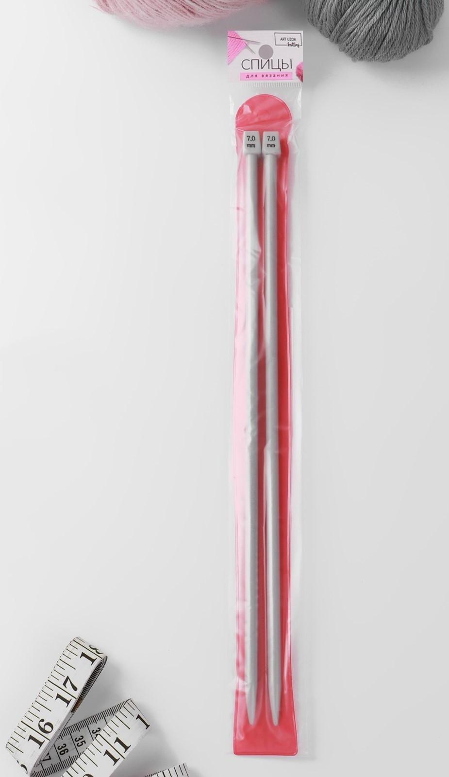 Спицы для вязания, прямые, с тефлоновым покрытием, d = 7 мм, 35 см, 2 шт