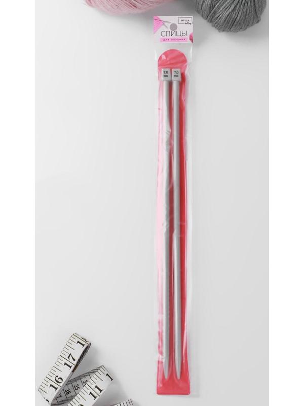 Спицы для вязания, прямые, с тефлоновым покрытием, d = 7 мм, 35 см, 2 шт