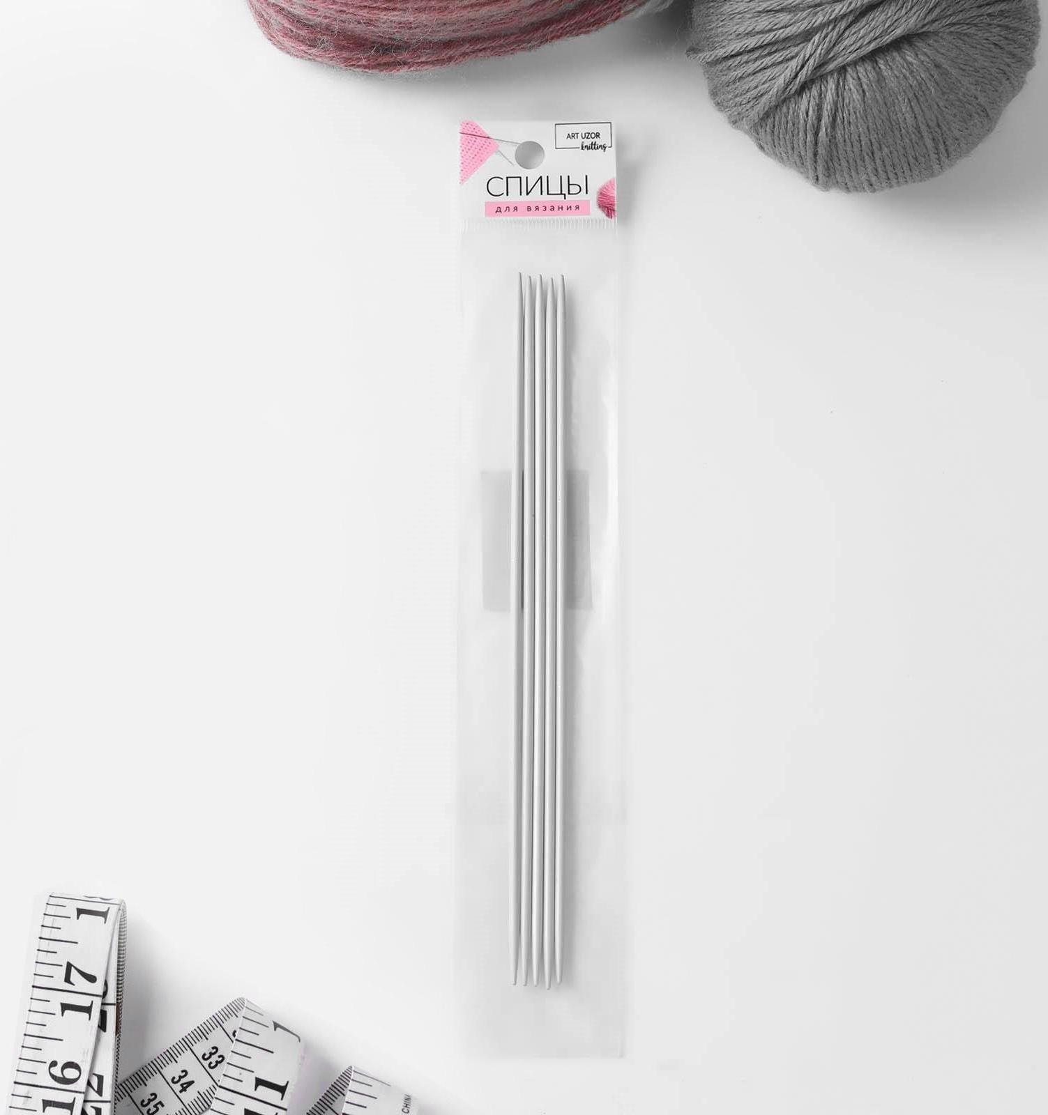 Спицы для вязания, чулочные, с тефлоновым покрытием, d = 3 мм, 20 см, 5 шт