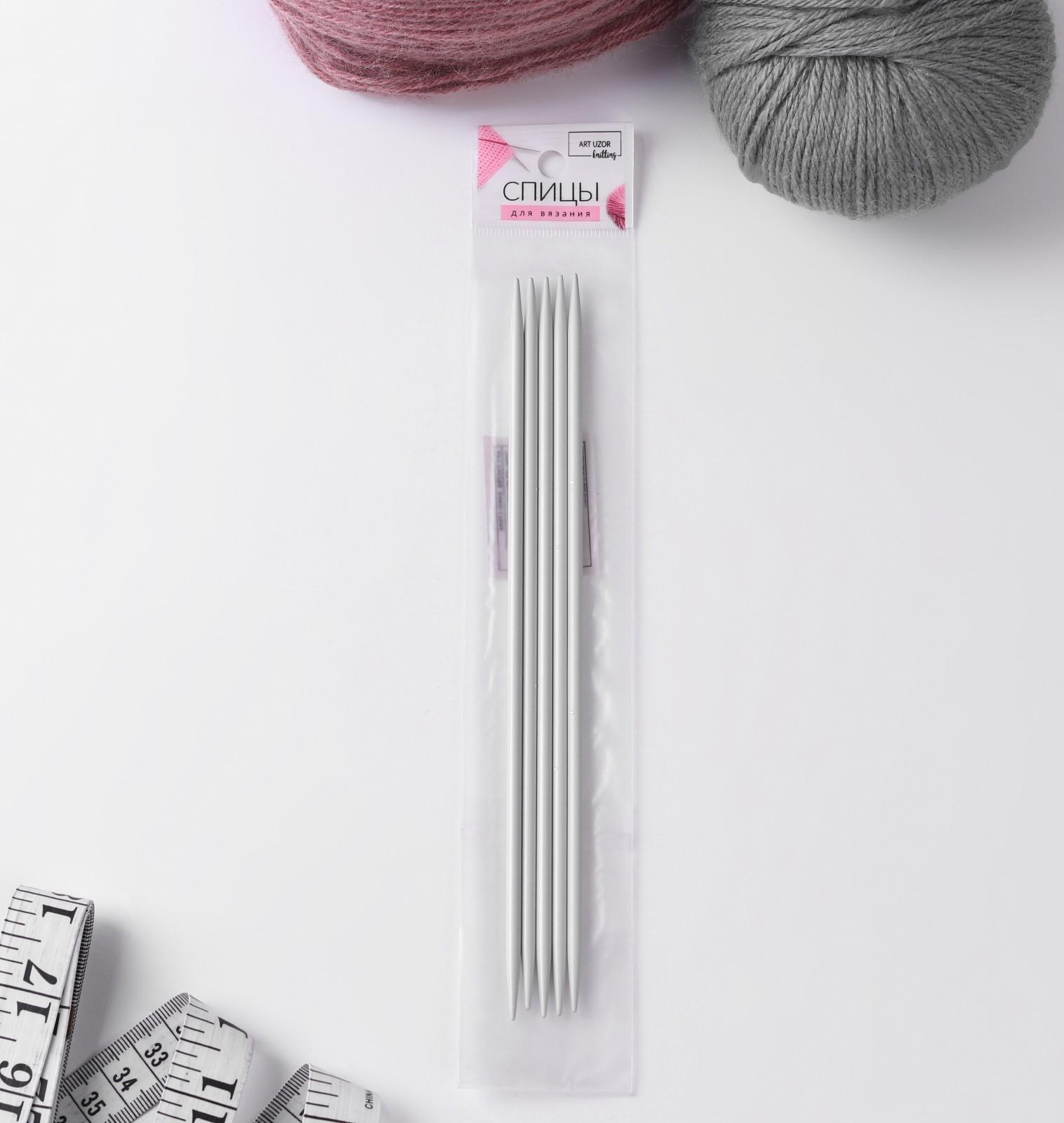 Спицы для вязания, чулочные, с тефлоновым покрытием, d = 4 мм, 20 см, 5 шт