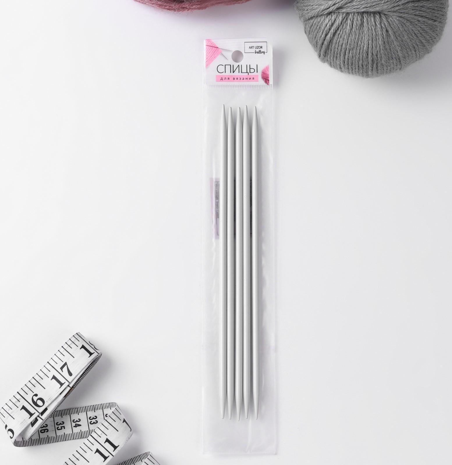 Спицы для вязания, чулочные, с тефлоновым покрытием, d = 4,5 мм, 20 см, 5 шт