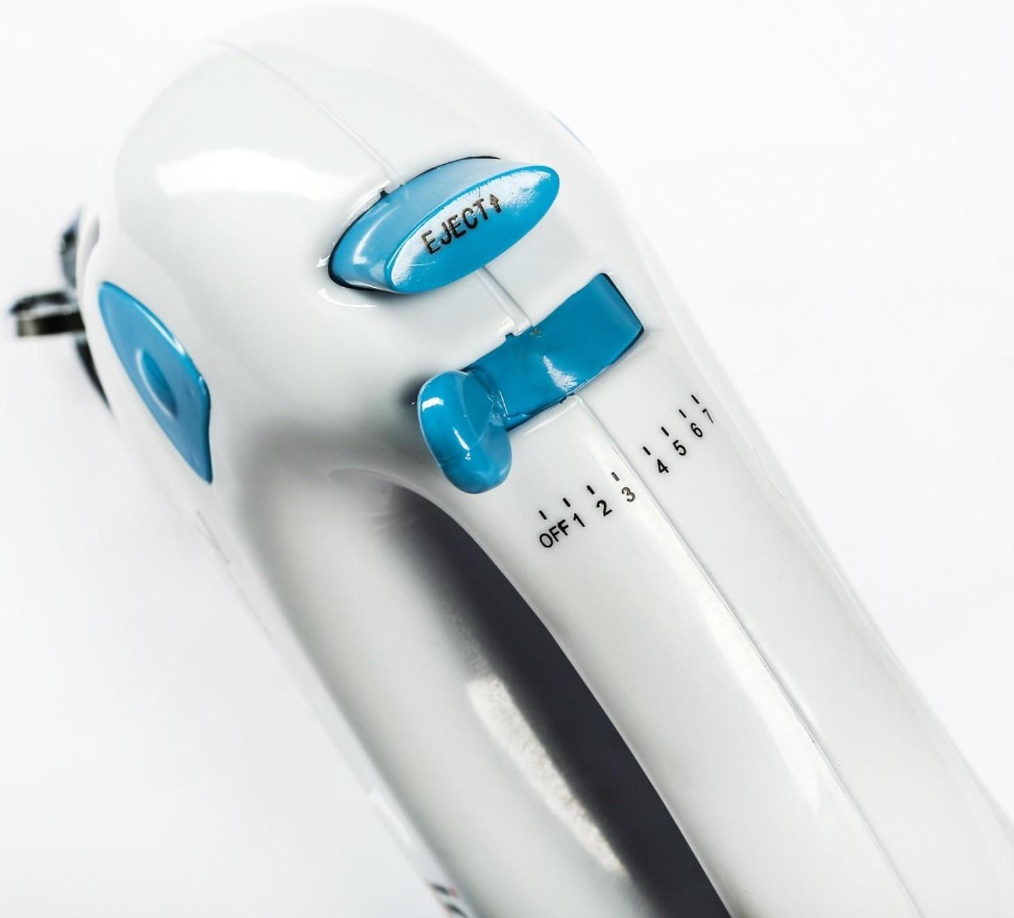 Миксер Irit IR-5400, ручной, 150 Вт, 2 насадки, 7 скоростей, бело-синий