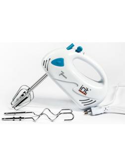 Миксер Irit IR-5400, ручной, 150 Вт, 2 насадки, 7 скоростей, бело-синий