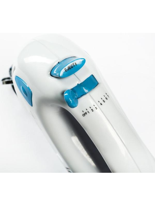 Миксер Irit IR-5400, ручной, 150 Вт, 2 насадки, 7 скоростей, бело-синий