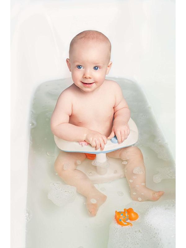 Детское сиденье для купания на присосках, цвет белый/голубой