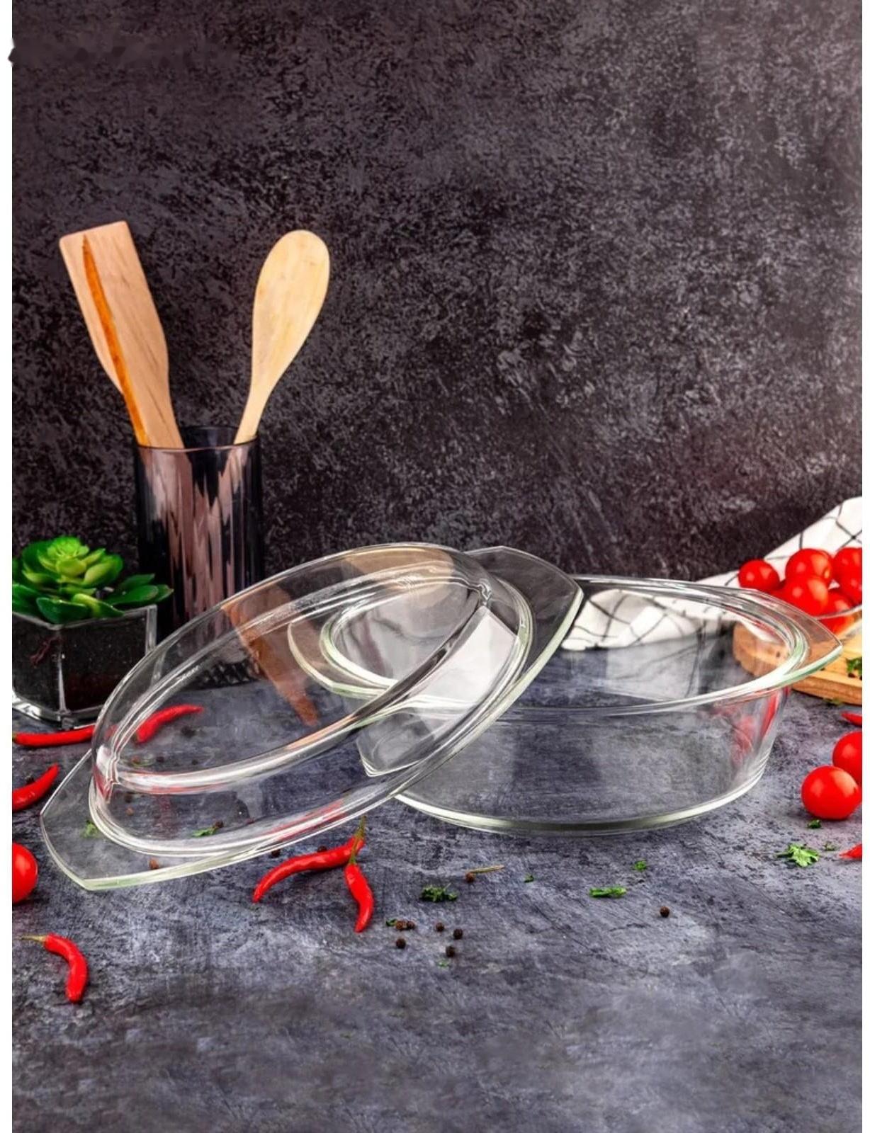 Кастрюля из жаропрочного стекла для запекания Доляна, 1 л, 20,7×18×8 см, с крышкой