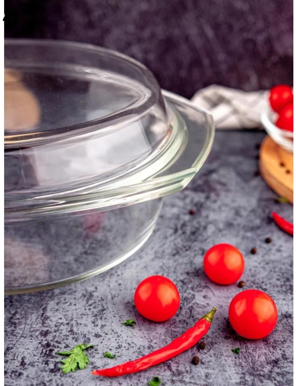 Кастрюля из жаропрочного стекла для запекания Доляна, 1 л, 20,7×18×8 см, с крышкой