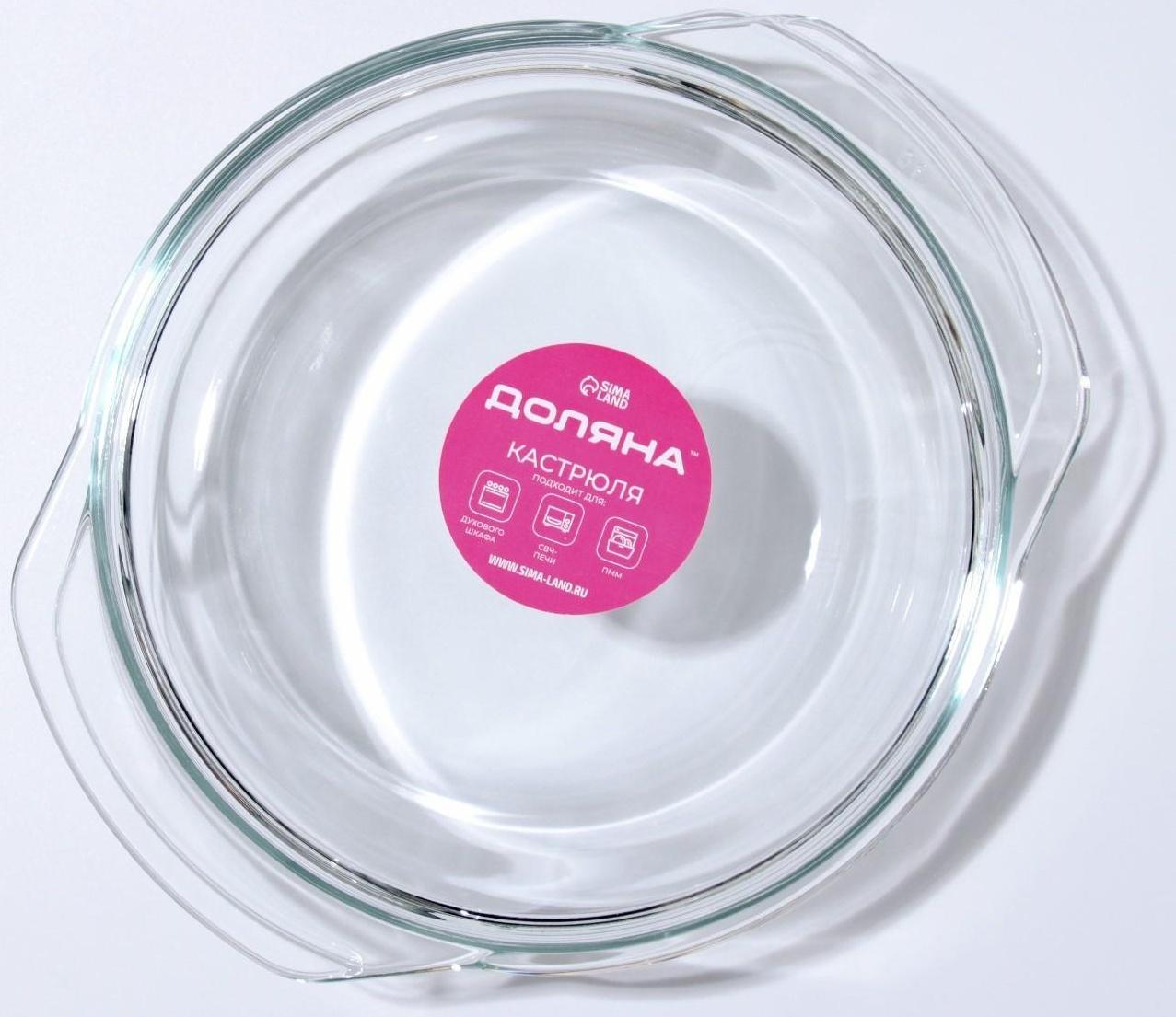 Кастрюля из жаропрочного стекла для запекания Доляна, 1 л, 20,7×18×8 см, с крышкой