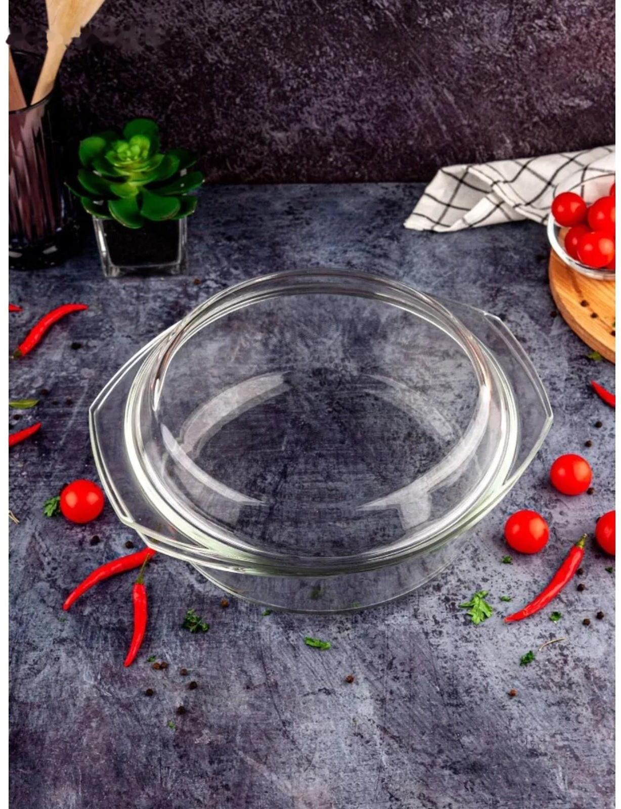 Кастрюля из жаропрочного стекла для запекания Доляна, 1 л, 20,7×18×8 см, с крышкой