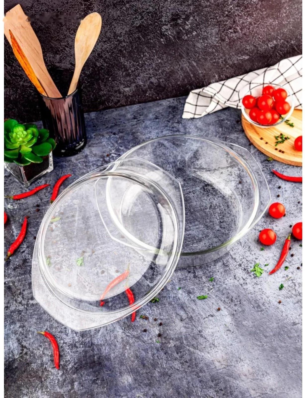 Кастрюля из жаропрочного стекла для запекания Доляна, 1 л, 20,7×18×8 см, с крышкой