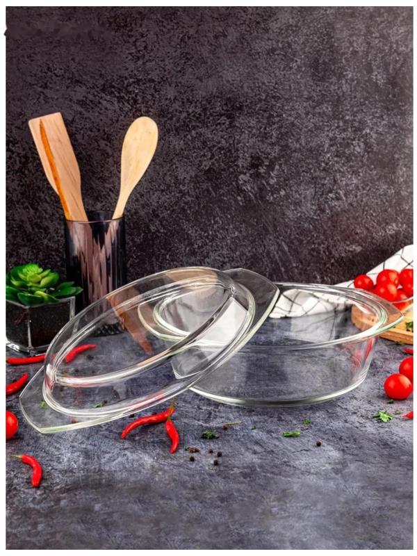 Кастрюля из жаропрочного стекла для запекания Доляна, 1 л, 20,7×18×8 см, с крышкой