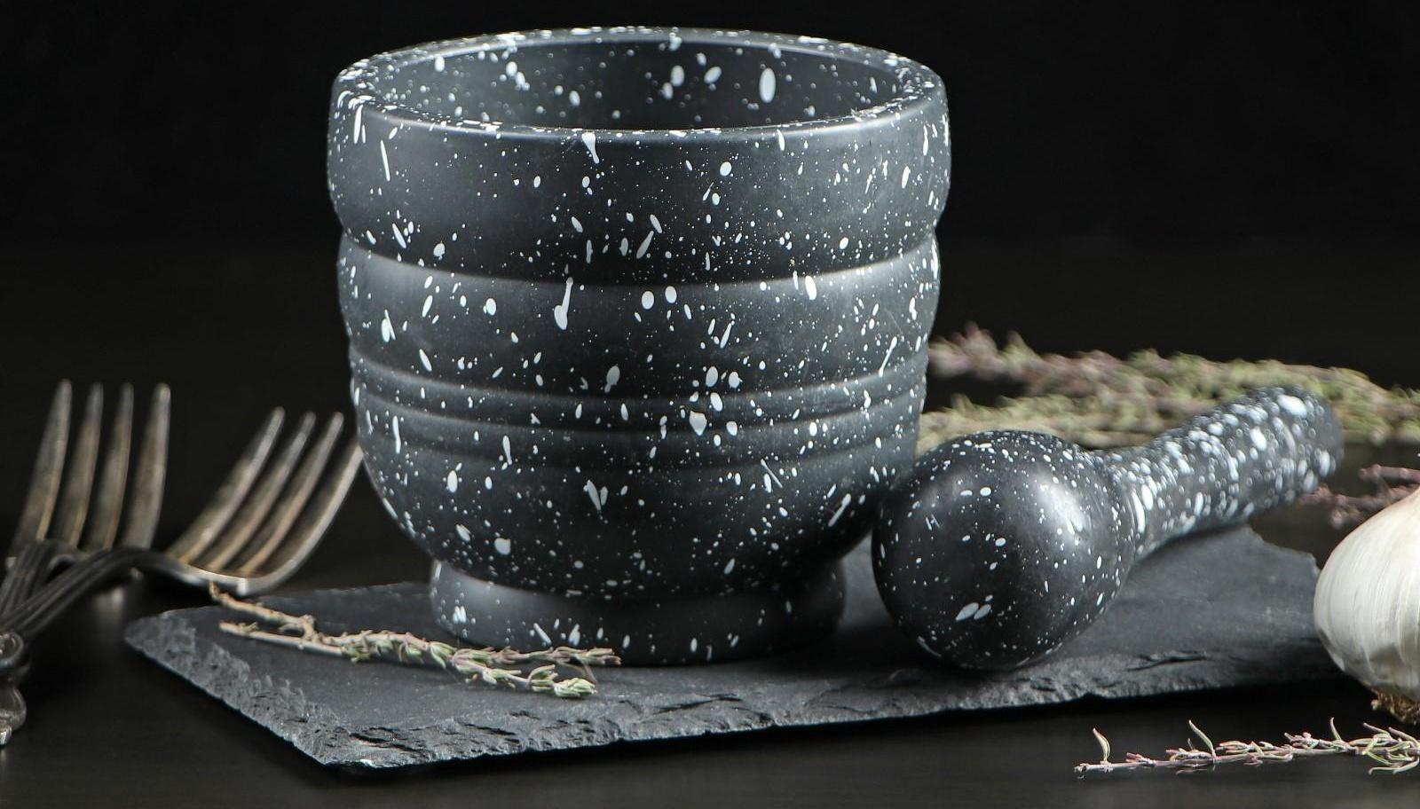 Ступка с пестиком «Чёрный камень», 250 мл, 9×10 см