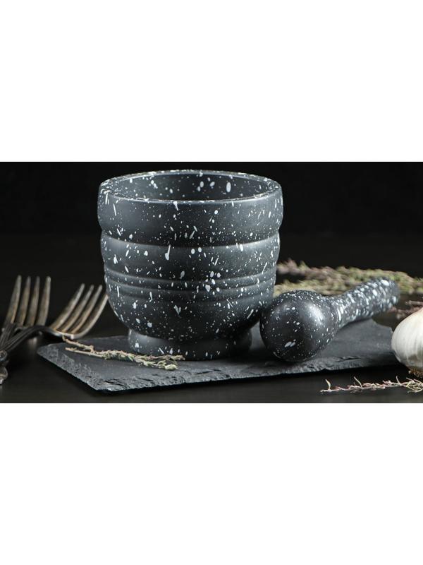 Ступка с пестиком «Чёрный камень», 250 мл, 9×10 см