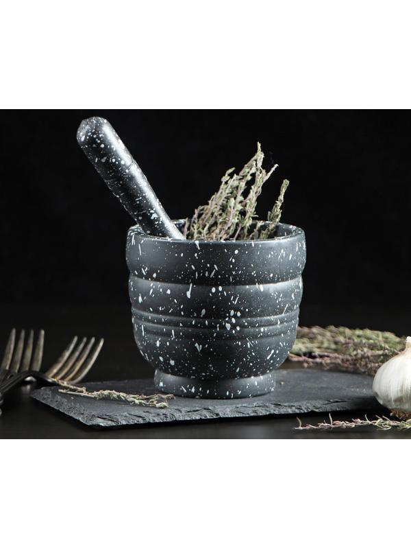 Ступка с пестиком «Чёрный камень», 250 мл, 9×10 см