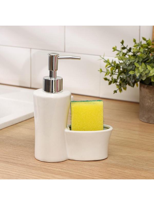 Дозатор для моющего средства с подставкой для губки Доляна «Травка», 240 мл