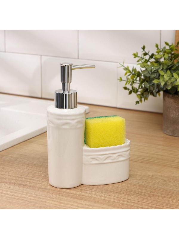 Дозатор для моющего средства с подставкой для губки Доляна «Роза», 200 мл