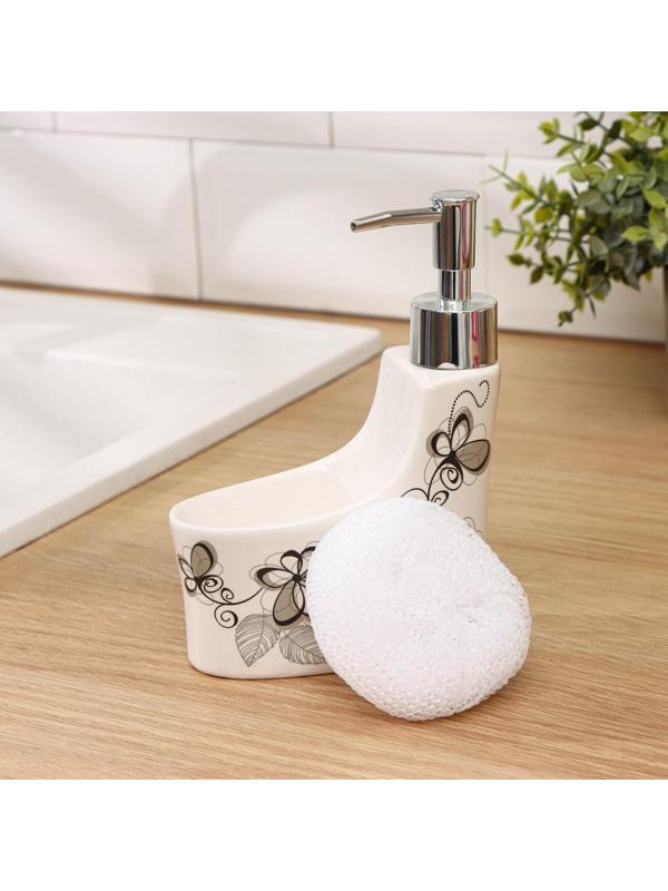 Дозатор для моющего средства с подставкой для губки Доляна «Романтика», 250 мл