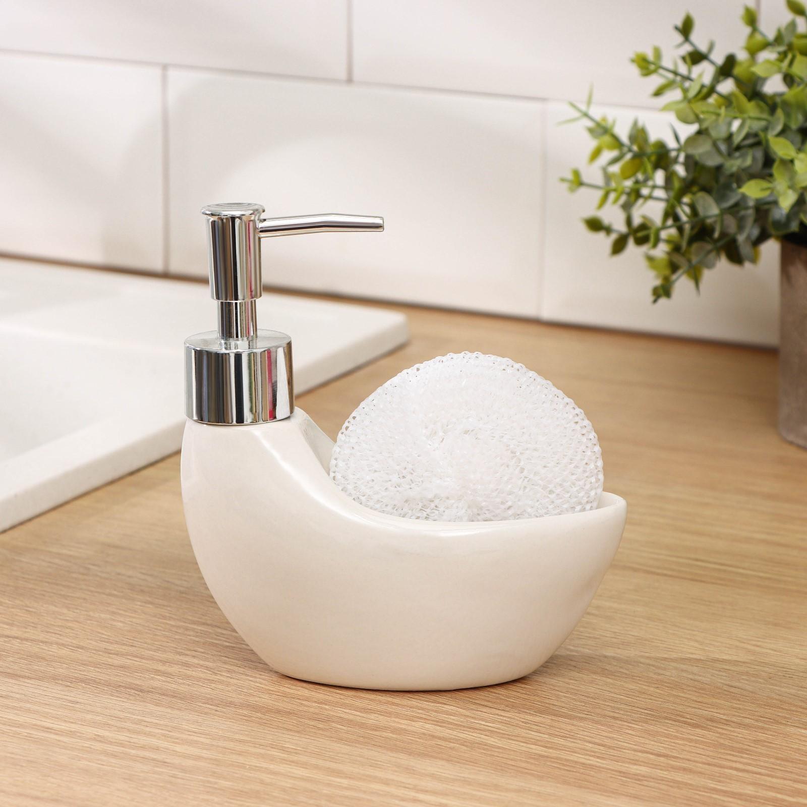 Дозатор для моющего средства с подставкой для губки Доляна «Серебряный узор», 150 мл