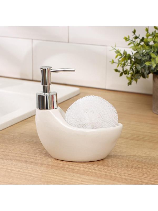 Дозатор для моющего средства с подставкой для губки Доляна «Серебряный узор», 150 мл