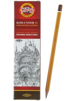 Карандаш чернографитный 2.0 мм, Koh-I-Noor 1500 H, профессиональный, L=175 мм