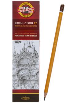 Карандаш чернографитный 2.5 мм, Koh-I-Noor 1500 4B, профессиональный, L=175 мм