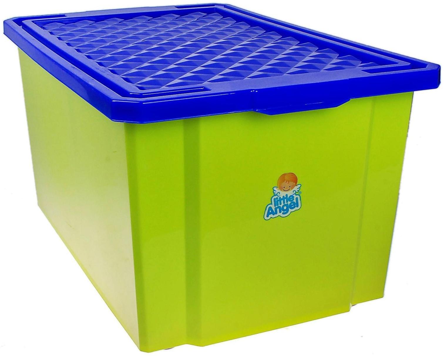 Ящик для игрушек с крышкой «Лего», 57 л, на колёсиках, цвет фисташковый