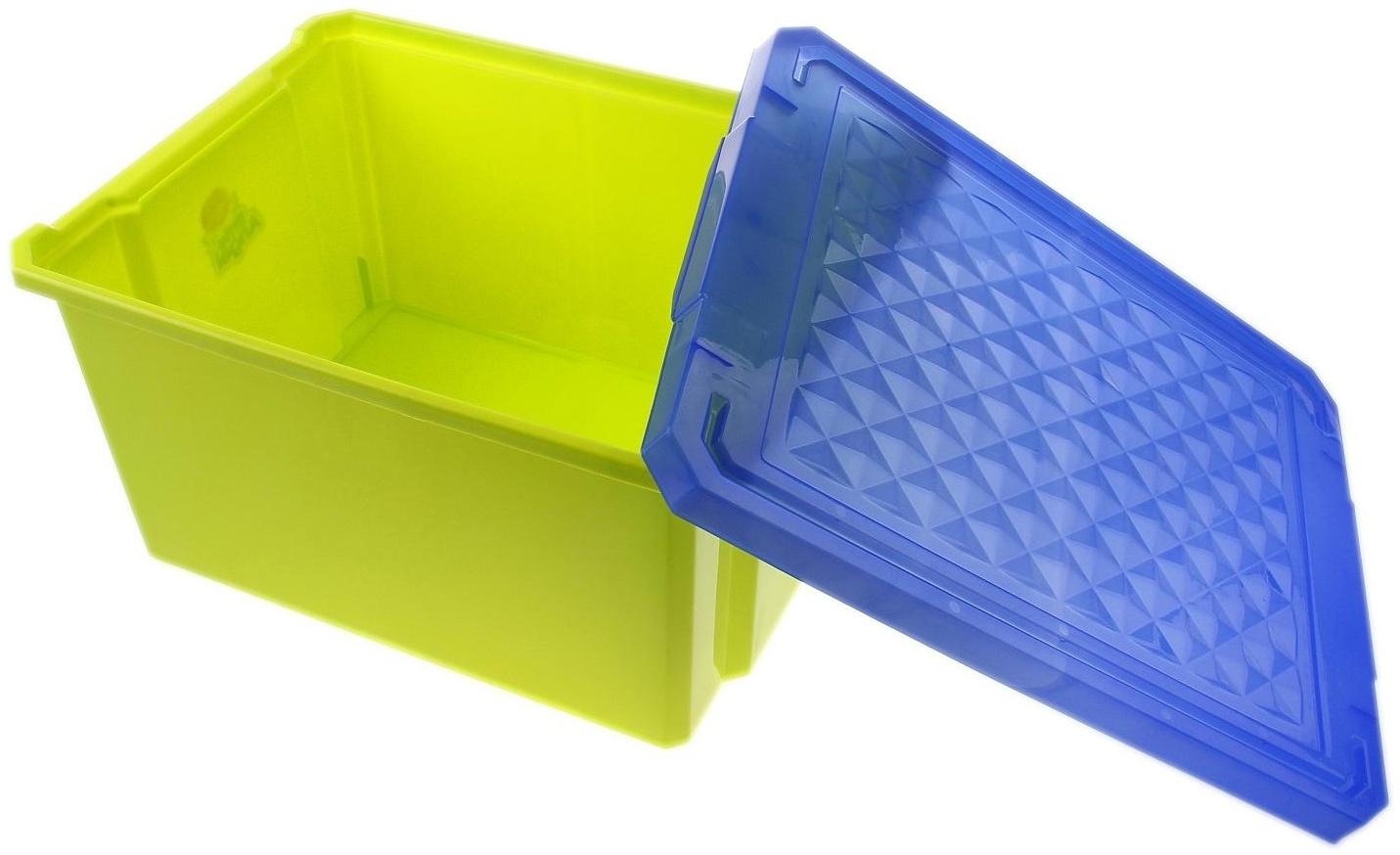 Ящик для игрушек с крышкой «Лего», 57 л, на колёсиках, цвет фисташковый