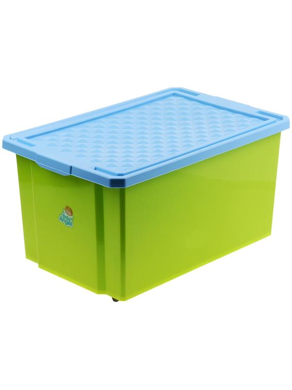 Ящик для игрушек с крышкой «Лего», 57 л, на колёсиках, цвет фисташковый