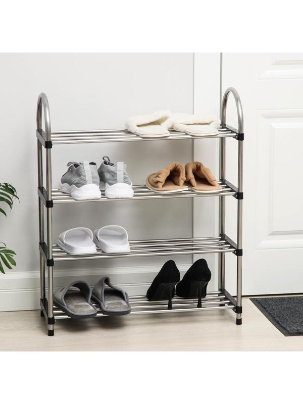 Обувница, 4 яруса, 60×22×69 см, цвет хром