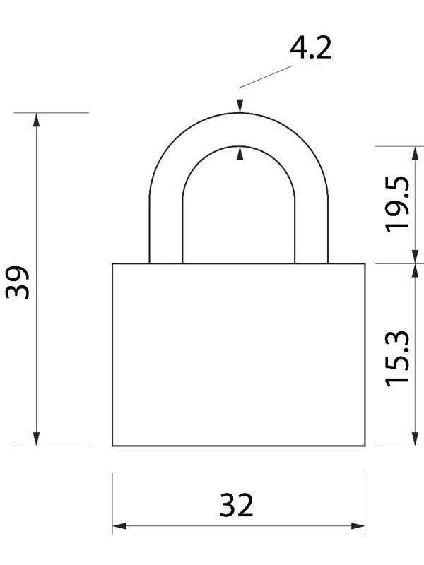 Замок навесной, тип 1, 33х40 мм, 2 ключа