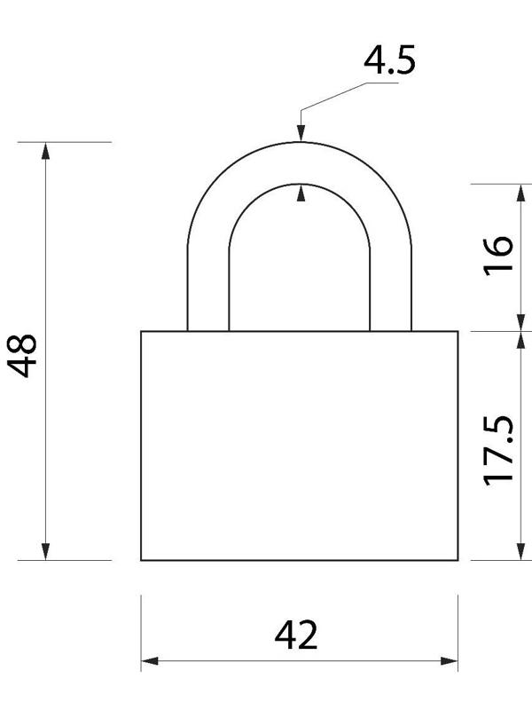 Замок навесной, тип 1, 41х48 мм, 3 ключа