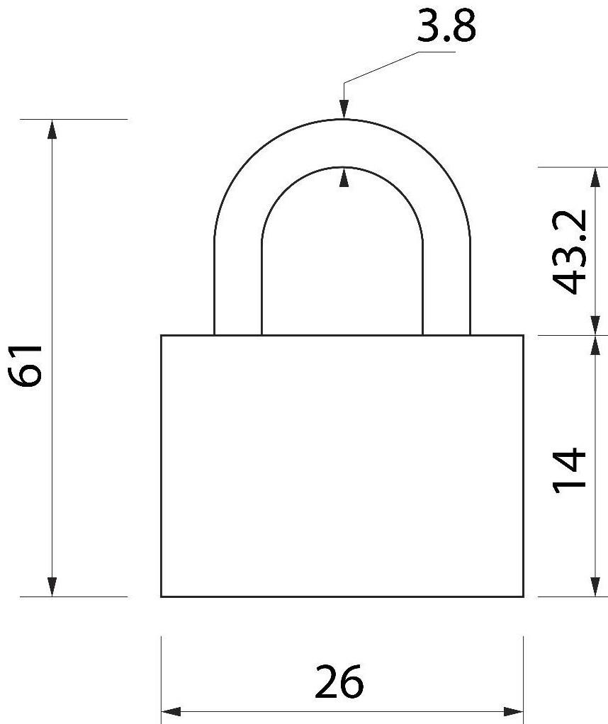 Замок навесной, тип 1, 26х60 мм, 2 ключа